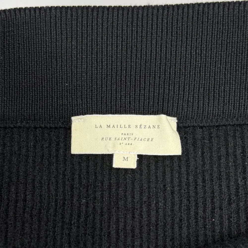 SEZANE Naella Wool Blend Skirt Black Size Medium - Picture 6 of 8